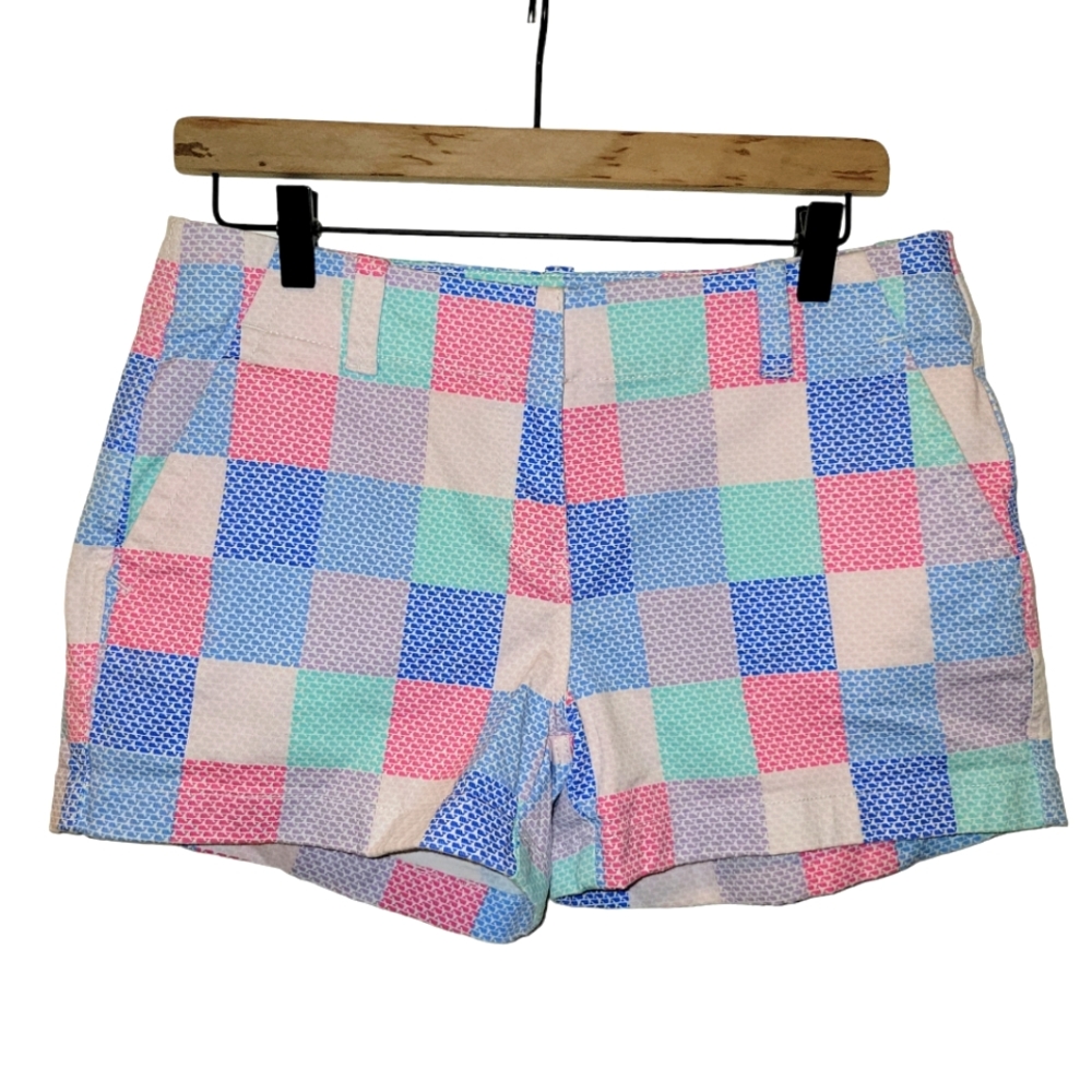 Vineyard Vines, Shorts, Color Block, Whale Print, Zipper + 2 Snaps, Women's Sz 4